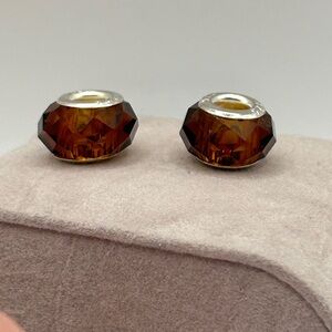 925 Light Brown Glass Faceted Charms